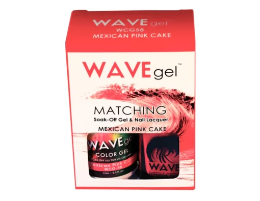 Wavegel matching combo of soak-off gel and nail lacquer in mexican pink cake color